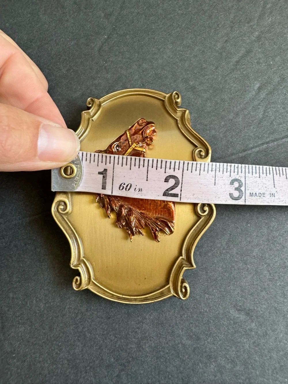 Vintage Western Belt Buckle Horse Head Mustang Pony Raintree 1980s Enamel USA